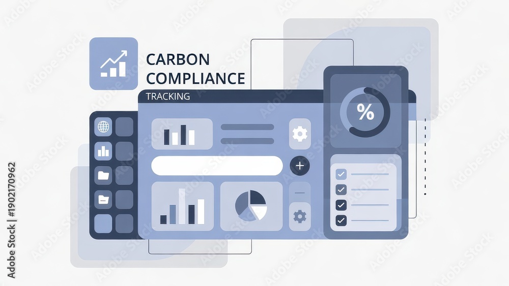 Fototapeta premium Carbon Compliance: Tracking software inside corporate sustainability hub 