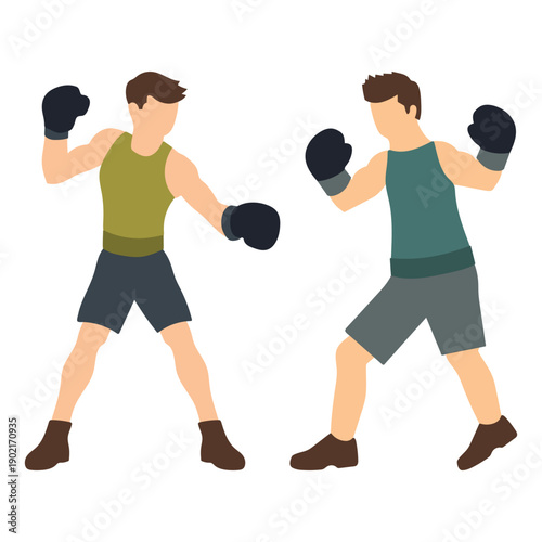 Two Boxers Fighting Together Illustration