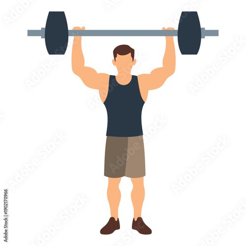 Man Lifting Barbell Overhead Illustration
