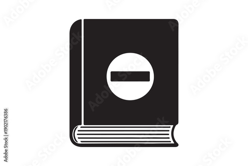 Book with minus sign silhouette icon for remove and delete minimalist vector illustration