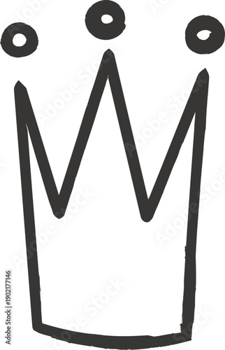 Crown Doodle Royal Emblem Line Art
