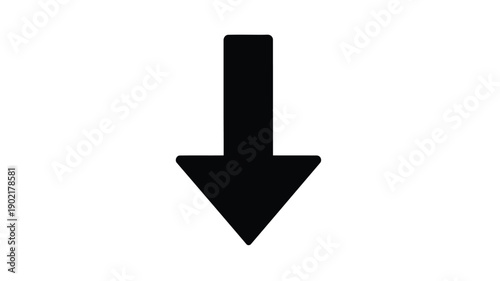 A simple black arrow pointing downwards on a white background