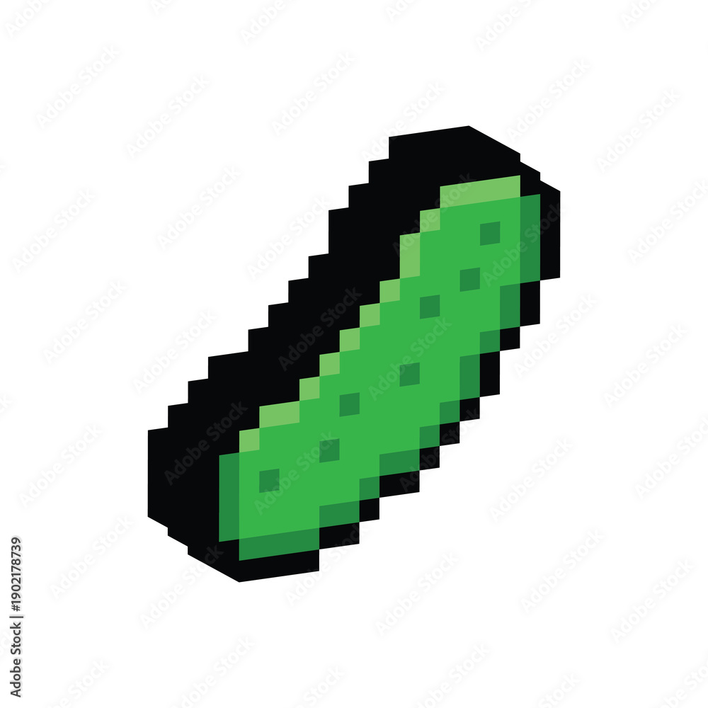 Fototapeta premium 3D isometric pixel art cucamber 8 bit vector icon for computer game logo