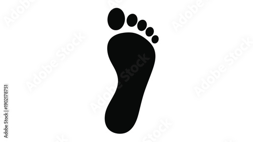 Simple black silhouette of a human foot on a white background