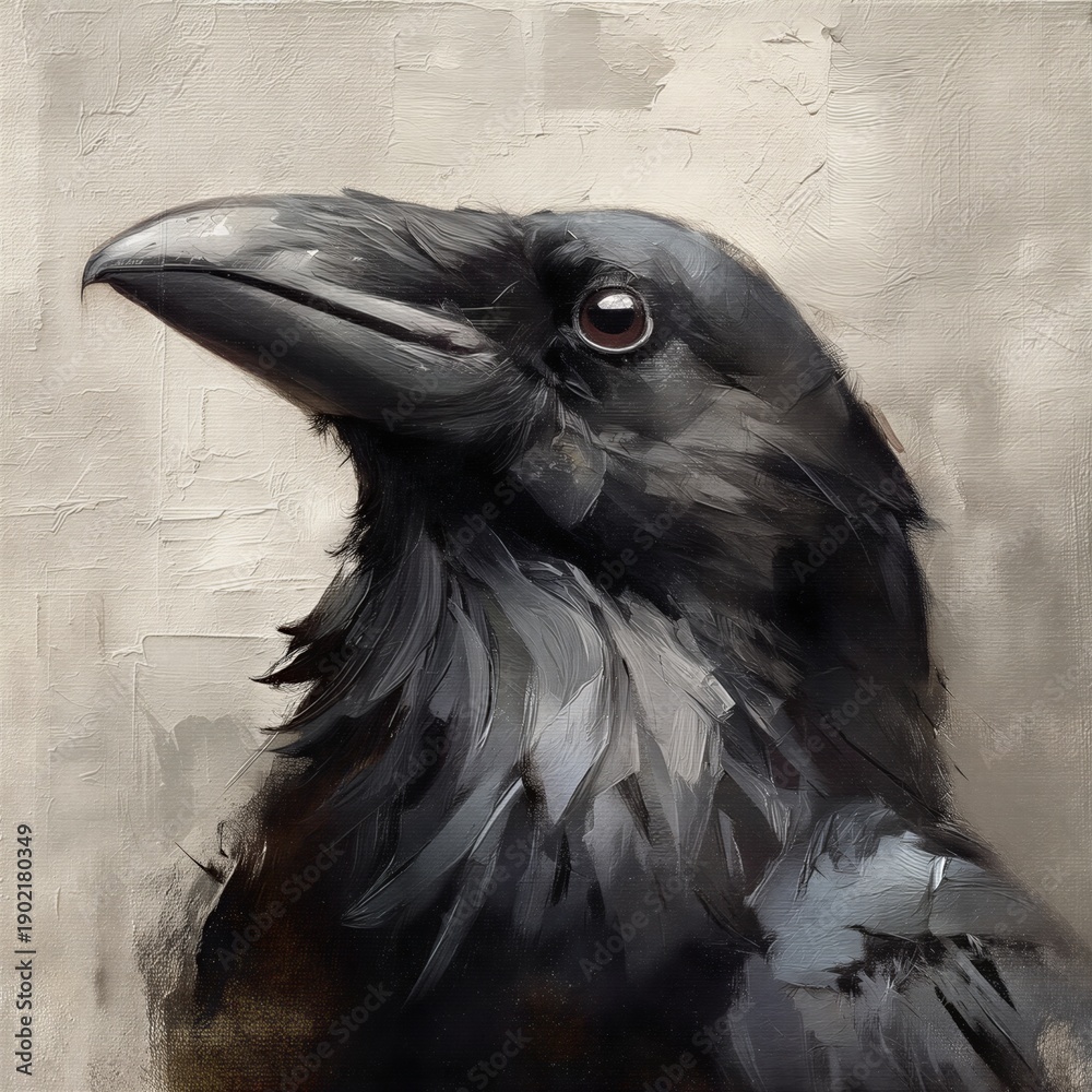 Fototapeta premium Retrato de un cuervo con una mirada penetrante.