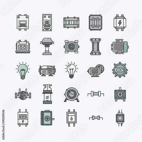 Industrial Machinery Icons Set