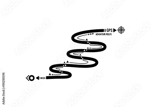 GPS Adventure Race Route Vector Illustration