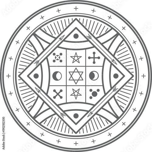 A circle with a square inside of it