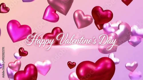 Animation of happy valentines day text over hearts