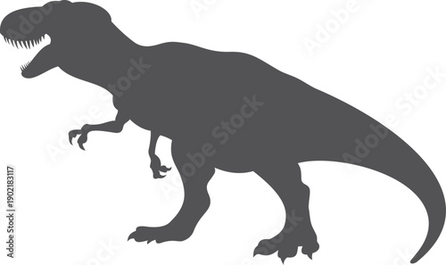 A large dinosaur is shown in black and white