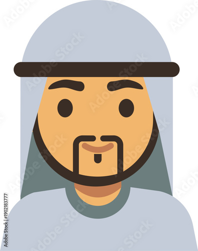 A cartoon man with a beard and a turban on his head