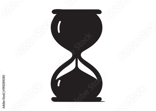 hourglass logo silhouette vector, silhouette hourglass vector illustration, sandglass silhouette logo, sand flowing inside hourglass showing time passing logo vector silhouette on white background