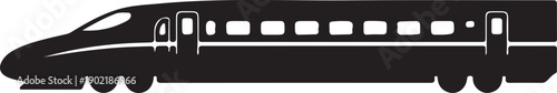 Bullet Train Icon in silhouette on white background.