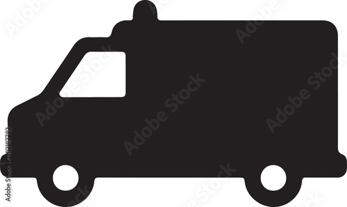 Medical Ambulance Symbol Icon in silhouette on white background.