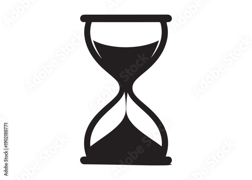 hourglass logo silhouette vector, silhouette hourglass vector illustration, sandglass silhouette logo, sand flowing inside hourglass showing time passing logo vector silhouette on white background