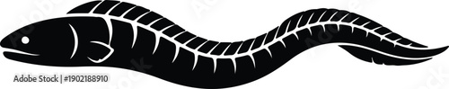 silhouette black eel fish skeleton marine aquatic animal icon symbol vector design