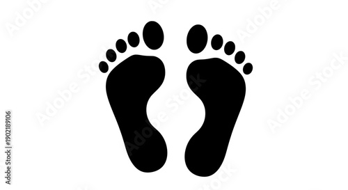 Footprints vector illustration, two black footprints icon, graphic design