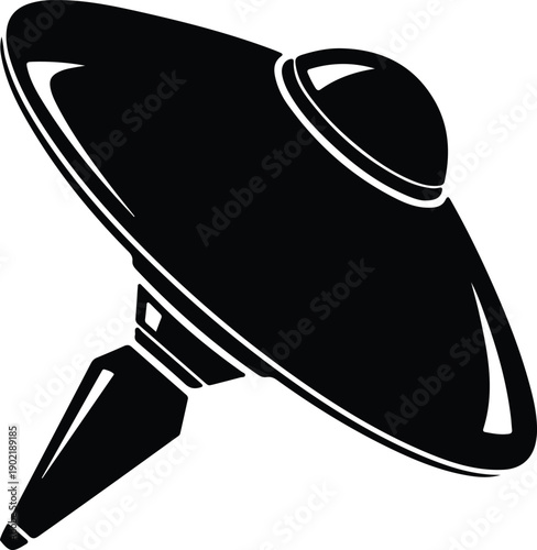 silhouette futuristic alien ufo spacecraft flying saucer science fiction object vector design