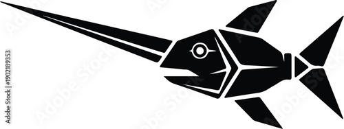 silhouette geometric swordfish marlin fishing mascot logo abstract marine vector design