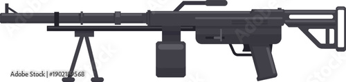 Heavy machine gun weapon system illustration on white