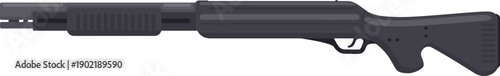 Black pump action shotgun firearm vector illustration