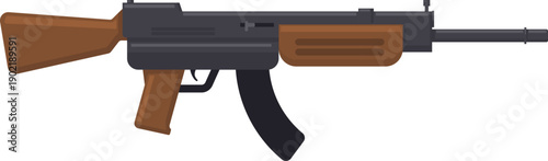 Military automatic weapon flat design vector illustration