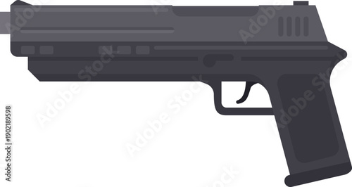Black handgun vector illustration for danger and security concepts