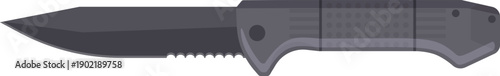Tactical utility knife with serrated blade illustration