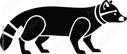 silhouette of a wild raccoon standing in side view vector design