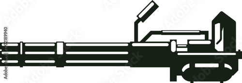 Heavy minigun weapon system vector illustration
