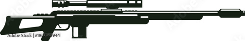 Sniper rifle silhouette illustration with optical scope