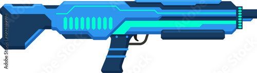 Futuristic blue blaser gun creating science fiction concept