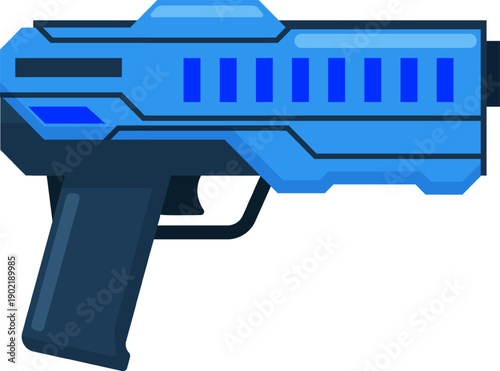 Blue futuristic laser gun drawing for gaming