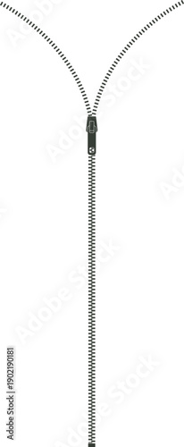 Zipper pull unzipping opening dividing abstract concept