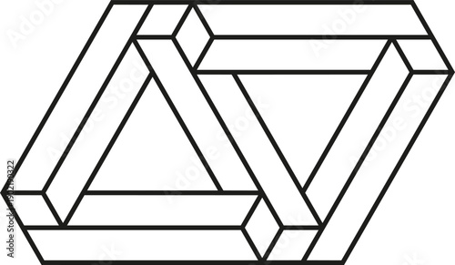 Impossible object illustrating paradox and optical illusion concept
