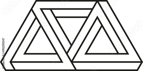 Impossible linear shape creating a visual paradox optical illusion