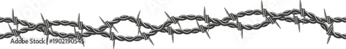 Barbed wire creating an endless boundary and danger
