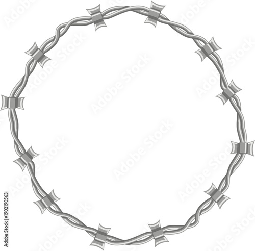Barbed wire circle forming a security frame