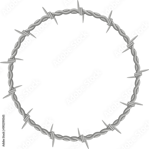 Barbed wire circle forming a restrictive frame