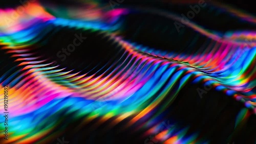 Holographic rainbow wave light abstract.