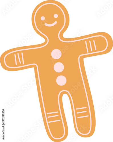 Gingerbread man christmas cookie simple vector illustration