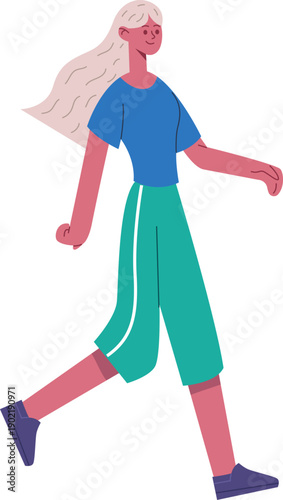 Young woman walking forward with confidence illustration