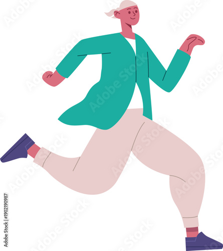 Person running fast, moving forward with energy