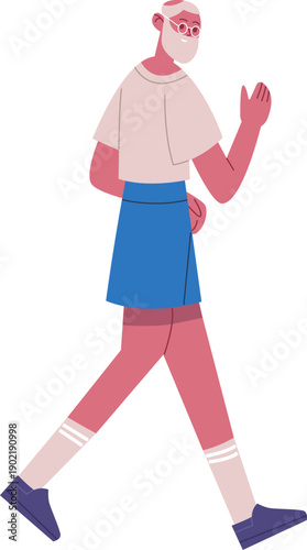 Senior man walking cheerfully exercising in active lifestyle