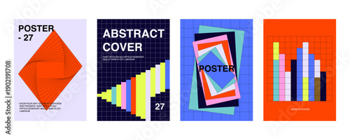 Posters with silhouette minimalistic basic figures, extraordinary graphic assets of geometrical shapes. Modern minimal print.