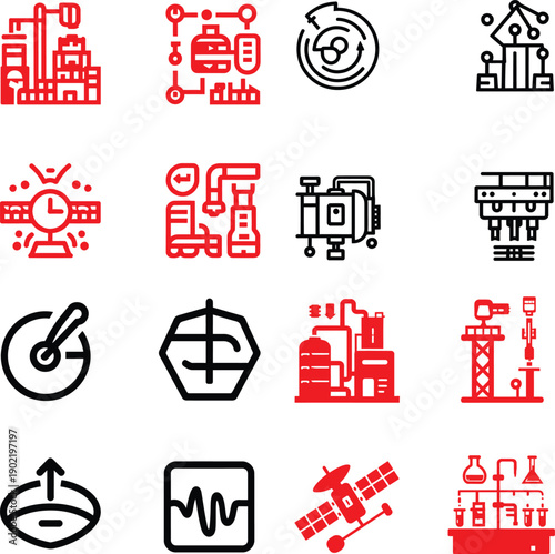 Industrial and Technology Icons Set