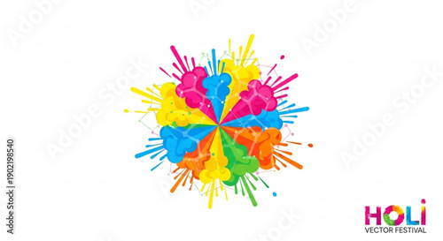 Vibrant holi festival colors explode in joyful vector graphic design with textured splashes