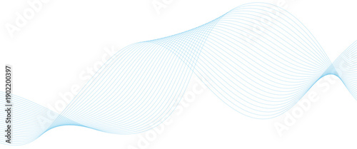Abstract colorful blue lines on a white background. Blending gradient colors. Digital frequency track equalizer. Line art. Vector illustration.