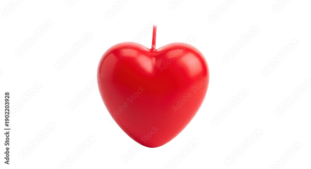 Fototapeta premium Red heart-shaped apple with stem and highlight, isolated on white background