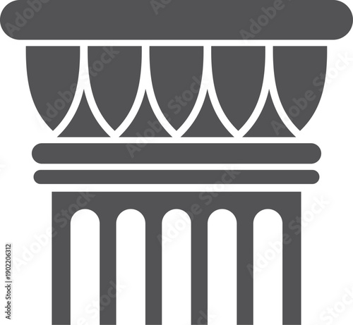 A black and white drawing of a building with arches and pillars